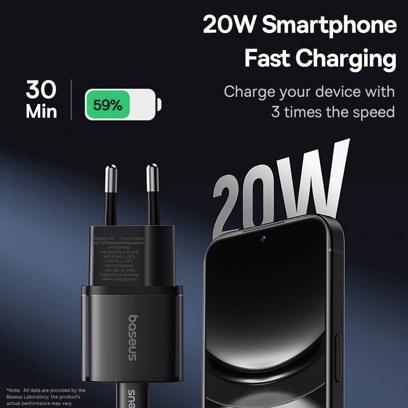 Мережевий зарядний пристрій Baseus GaN5S OS 20W (1USB-C) (P10162503) - Зображення 4