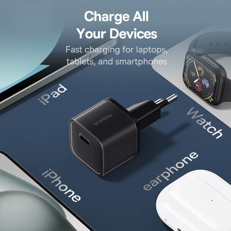 Мережевий зарядний пристрій Baseus GaN5S OS 20W (1USB-C) (P10162503) - Зображення 5