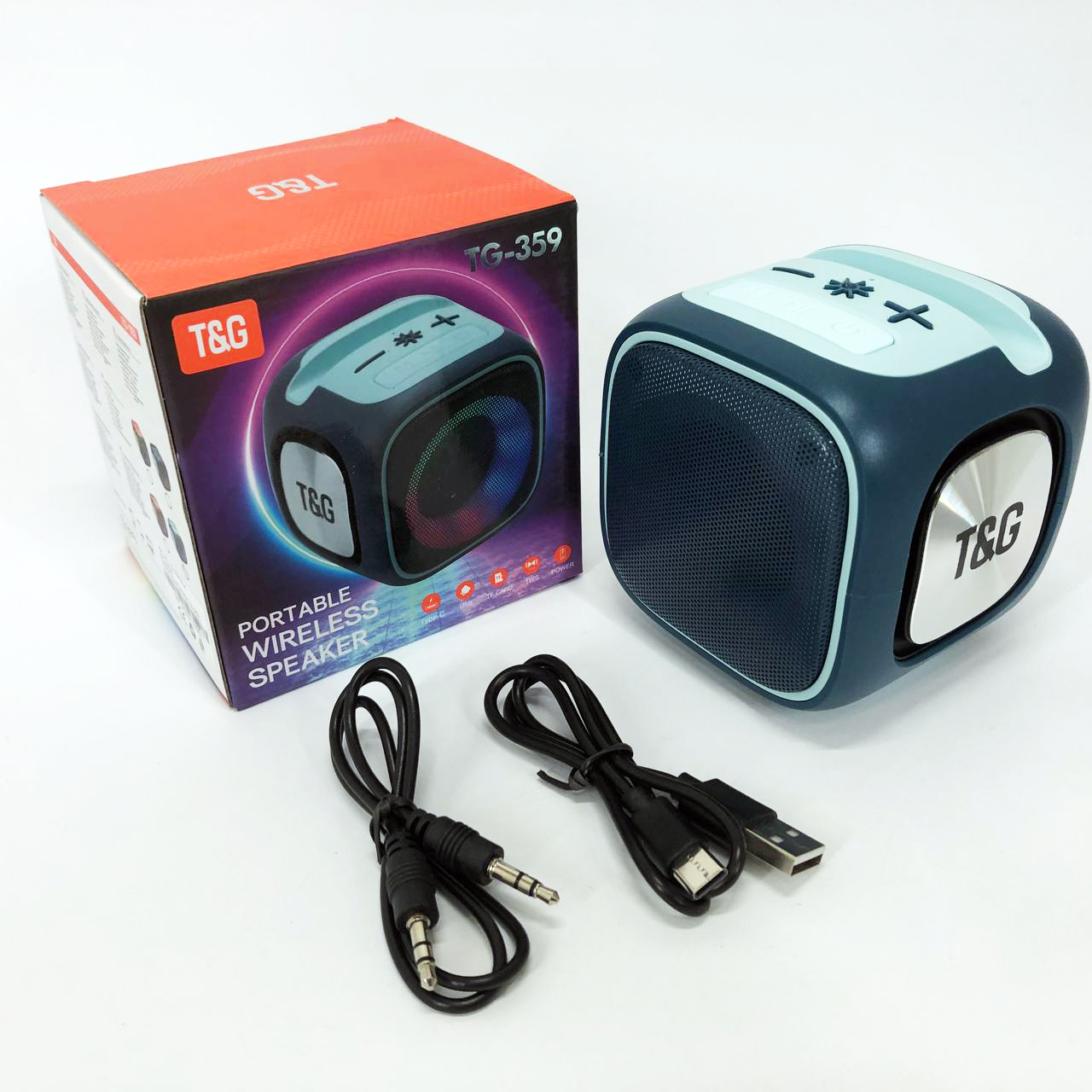 Портативна Bluetooth колонка TG359 7 Вт синє RGB-підсвічування - Зображення 6