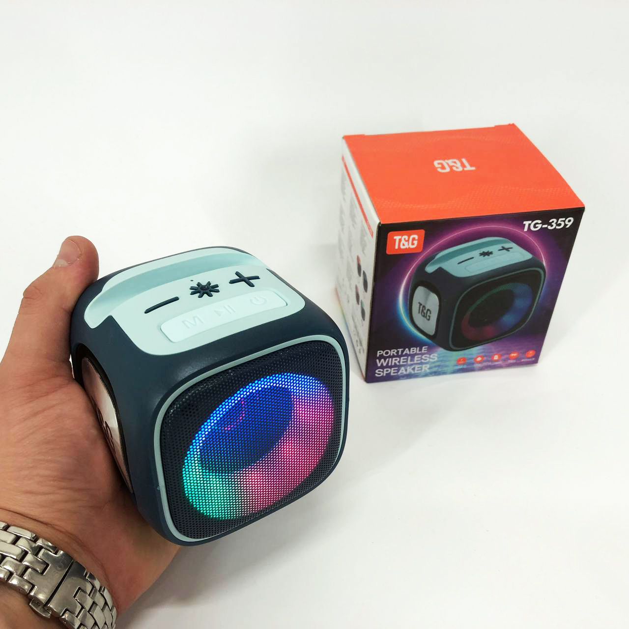 Портативна Bluetooth колонка TG359 7 Вт синє RGB-підсвічування - Зображення 5