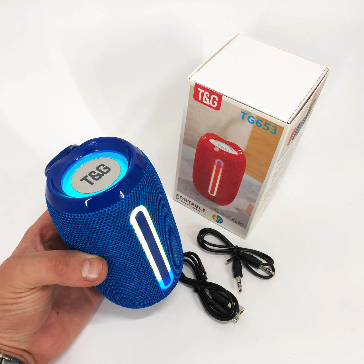 Портативна Bluetooth-колонка TG653 з синім ремінцем - Зображення 2