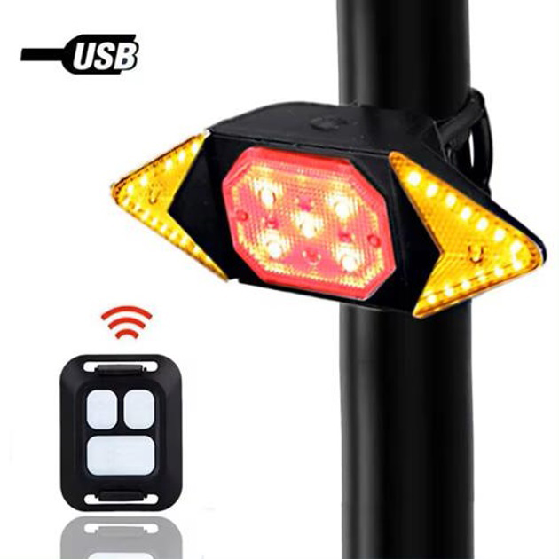 Велоліхтар LY-6700 зі зазначенням поворотів red+yellow+blue waterproof миготливий