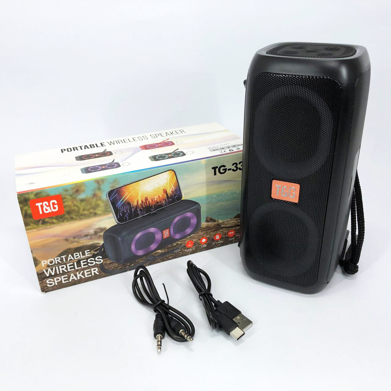 Портативна колонка TG333 2×5 W з RGB-підсвічуванням чорного кольору - Зображення 5