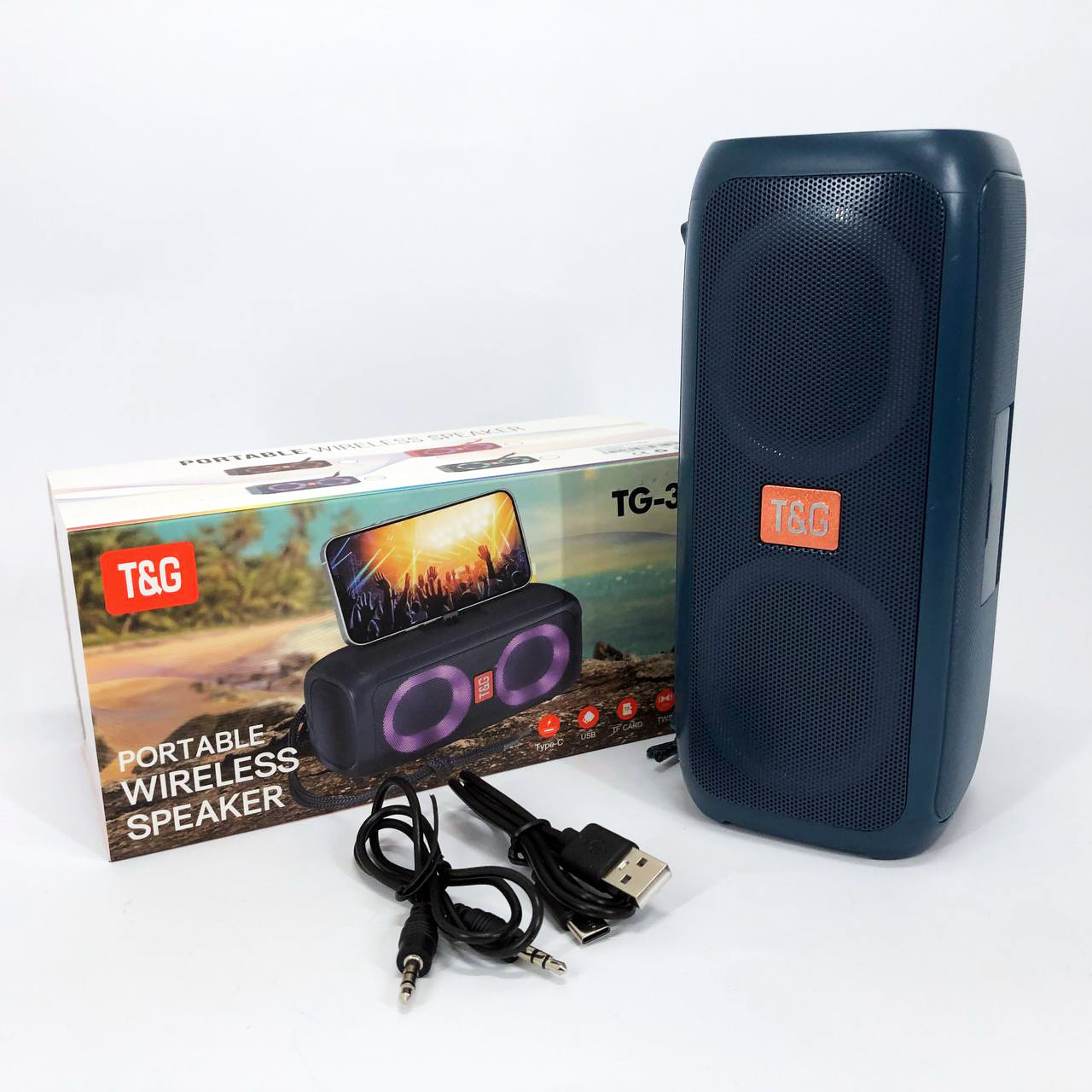 Портативна колонка TG333 2×5 Вт синє RGB-підсвічування - Зображення 6