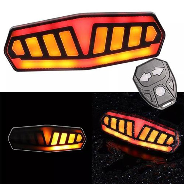 Велоліхтар FY-1828 зі зазначенням поворотів red+yellow з Type-C мигалкою та акумулятором
