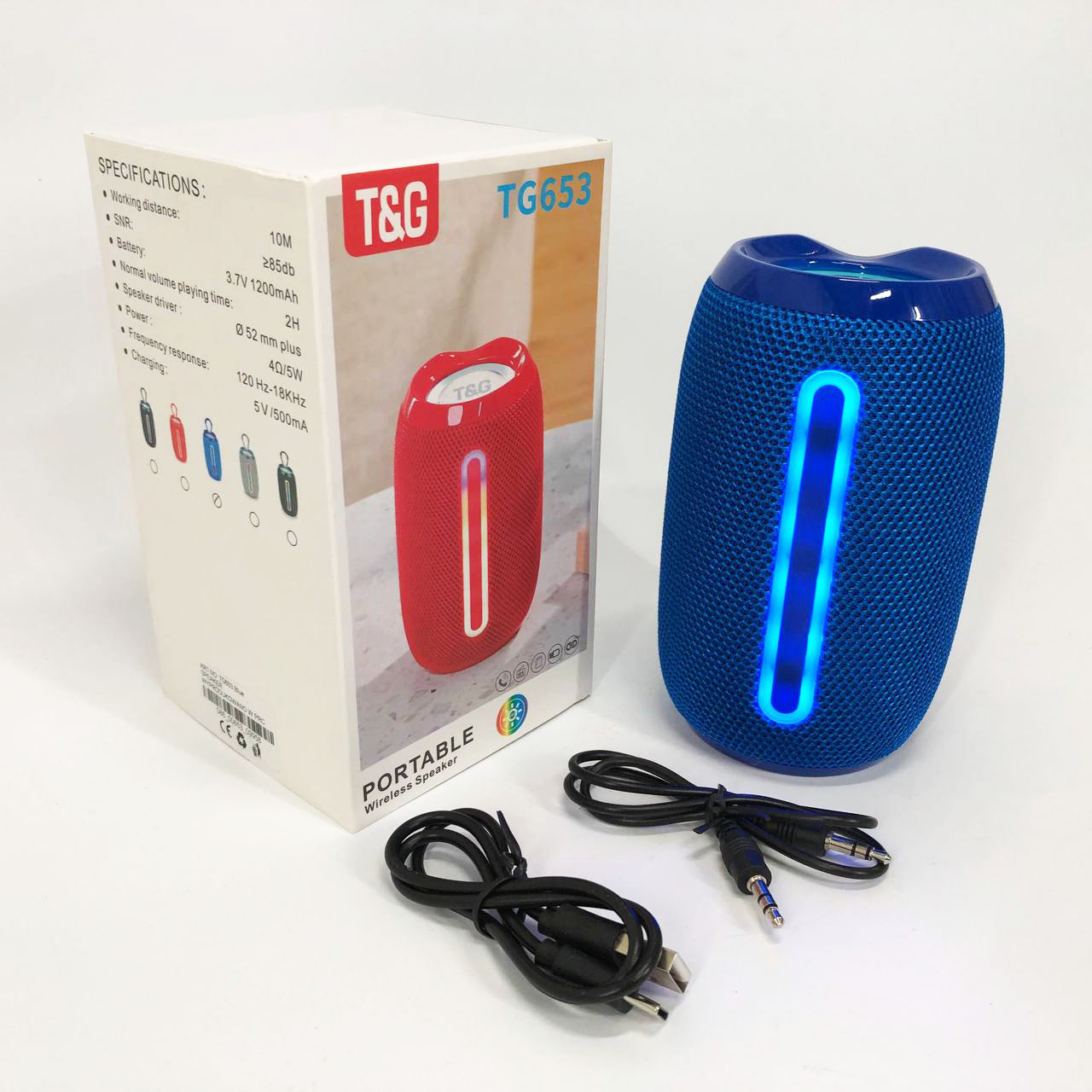 Портативна Bluetooth-колонка TG653 з синім ремінцем - Зображення 6