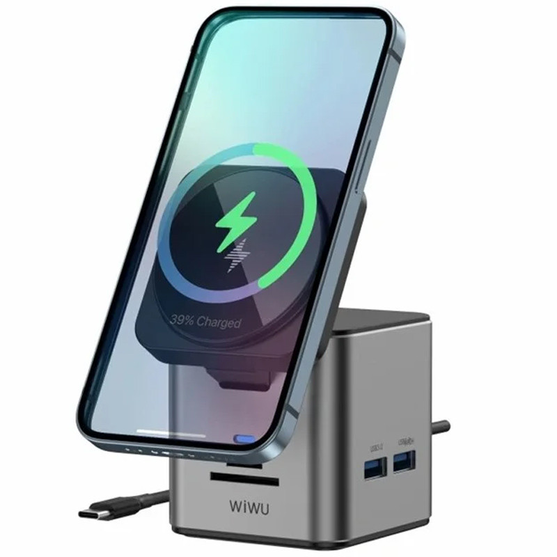 Бездротовий зарядний пристрій WIWU Wi-W025 Cube 9in1 USB-C + HUB