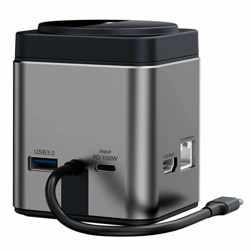 Бездротовий зарядний пристрій WIWU Wi-W025 Cube 9in1 USB-C + HUB - Зображення 2