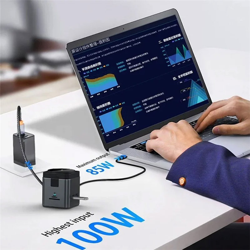 Бездротовий зарядний пристрій WIWU Wi-W025 Cube 9in1 USB-C + HUB - Зображення 3