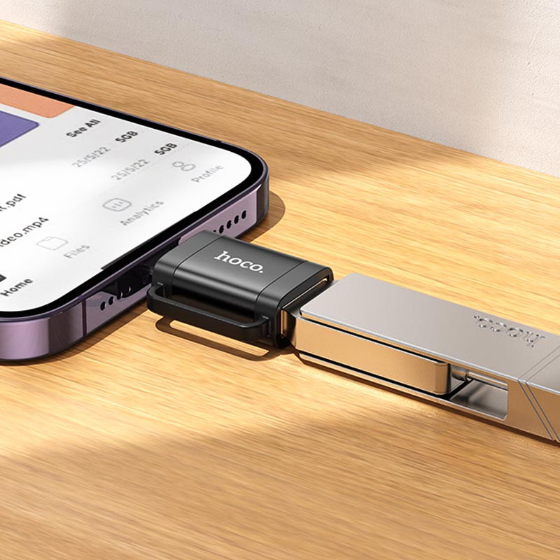 Перехідник Hoco UA31A OTG Lightning male to USB female - Зображення 5