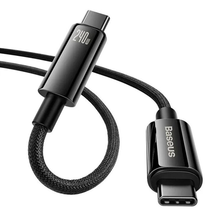 Дата кабель Baseus Tungsten Gold Type-C to Type-C Cable 240W (1m) (CAWJ04000) - Зображення 3