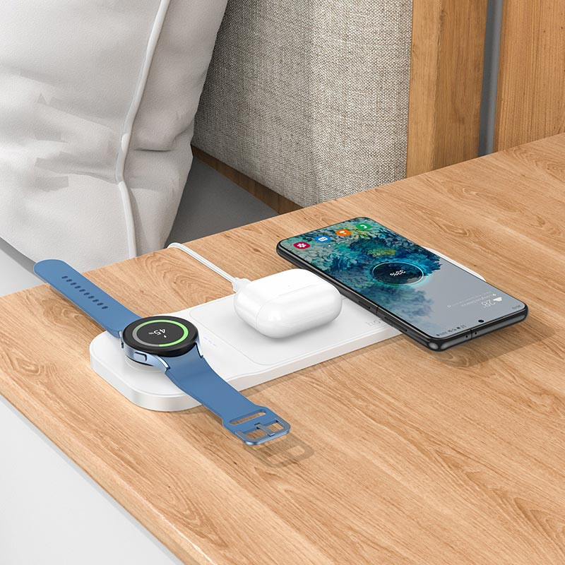 Бездротовий зарядний пристрій Hoco CQ6 Power 3-in-1 wireless fast charger (for Samsung Watch) - Зображення 5