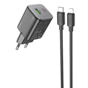 Мережевий зарядний пристрій Hoco N41 Almighty PD20W+QC3.0 (1USB-A/1C) + кабель Type-C to Lightning