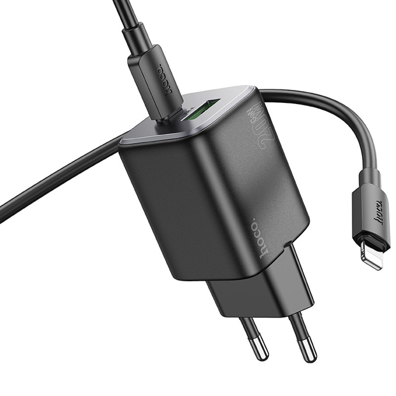 Мережевий зарядний пристрій Hoco N41 Almighty PD20W+QC3.0 (1USB-A/1C) + кабель Type-C to Lightning - Зображення 2