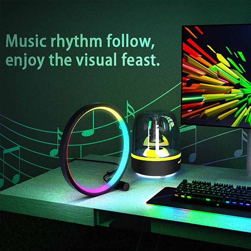 Уцінка Настільна LED лампа RGB Intelligent circular atmosphere light Bluetooth USB with app - Зображення 3