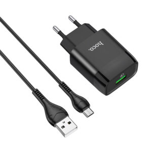 Мережевий зарядний пристрій Hoco C72Q Glorious QC3.0 18W (1USB-A) + кабель USB to MicroUSB