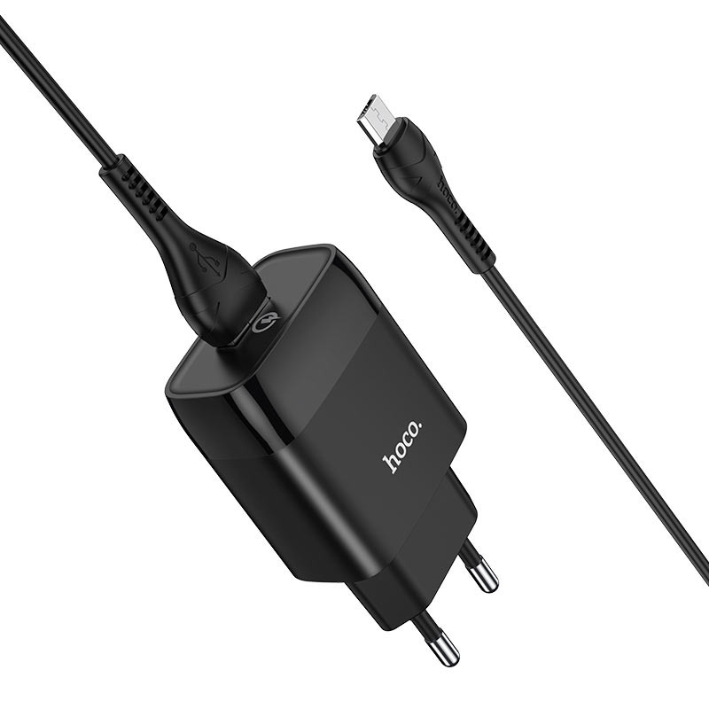 Мережевий зарядний пристрій Hoco C72Q Glorious QC3.0 18W (1USB-A) + кабель USB to MicroUSB - Зображення 2