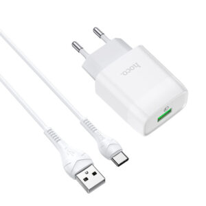 Мережевий зарядний пристрій Hoco C72Q Glorious QC3.0 18W (1USB-A) + кабель USB to Type-C