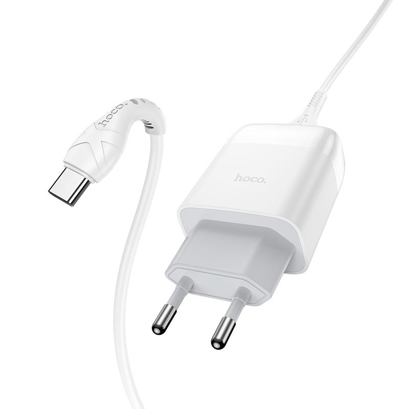 Мережевий зарядний пристрій Hoco C72Q Glorious QC3.0 18W (1USB-A) + кабель USB to Type-C - Зображення 2
