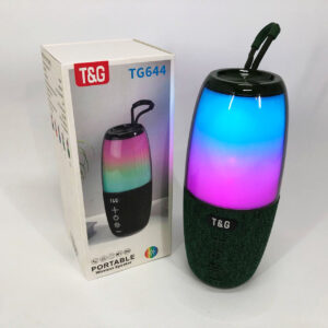Портативна колонка TG644 5 Вт з RGB-підсвічуванням зеленого кольору та ремінцем