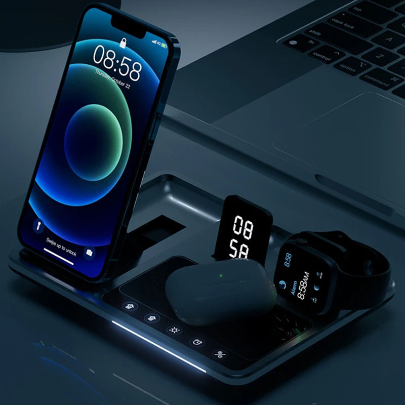 Бездротовий зарядний пристрій R11 4in1 with clock - Зображення 2