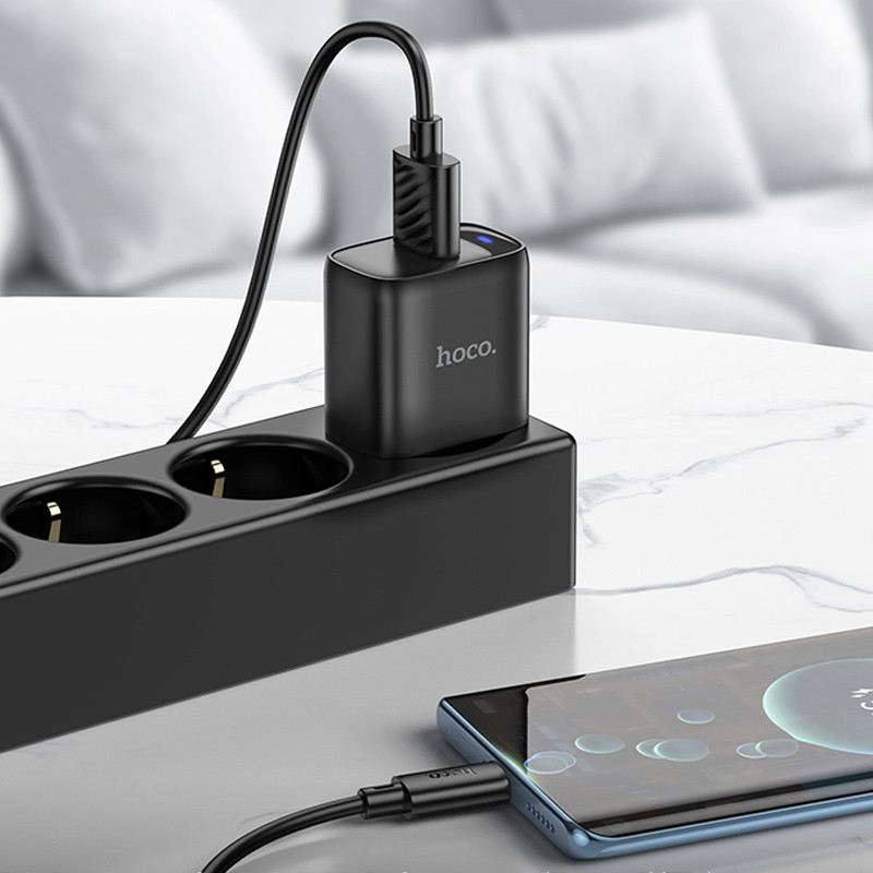 Мережевий зарядний пристрій Hoco C140A Smart QC3.0 18W (1USB-A) + кабель USB to Type-C - Зображення 5