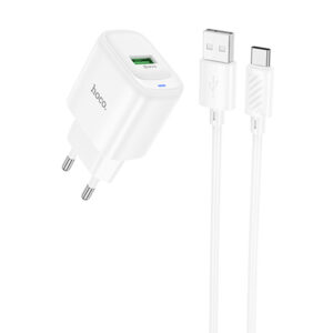 Мережевий зарядний пристрій Hoco C140A Smart QC3.0 18W (1USB-A) + кабель USB to Type-C