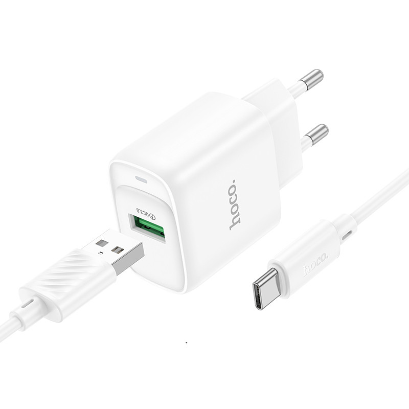 Мережевий зарядний пристрій Hoco C140A Smart QC3.0 18W (1USB-A) + кабель USB to Type-C - Зображення 2