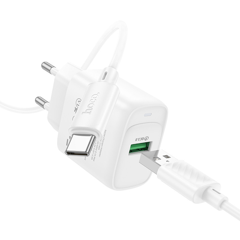 Мережевий зарядний пристрій Hoco C140A Smart QC3.0 18W (1USB-A) + кабель USB to Type-C - Зображення 3