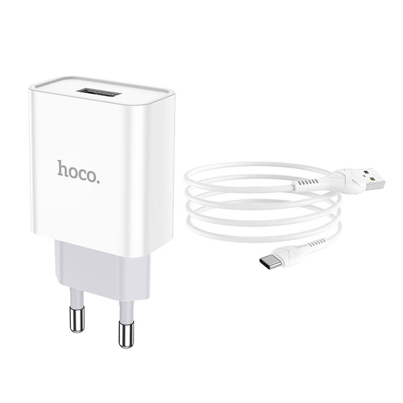 Мережевий зарядний пристрій Hoco C81A Asombroso 2.1A (1USB-A) + кабель USB to Type-C - Зображення 2
