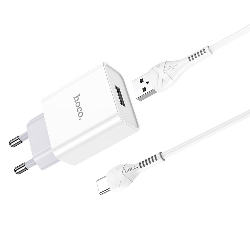 Мережевий зарядний пристрій Hoco C81A Asombroso 2.1A (1USB-A) + кабель USB to Type-C - Зображення 3
