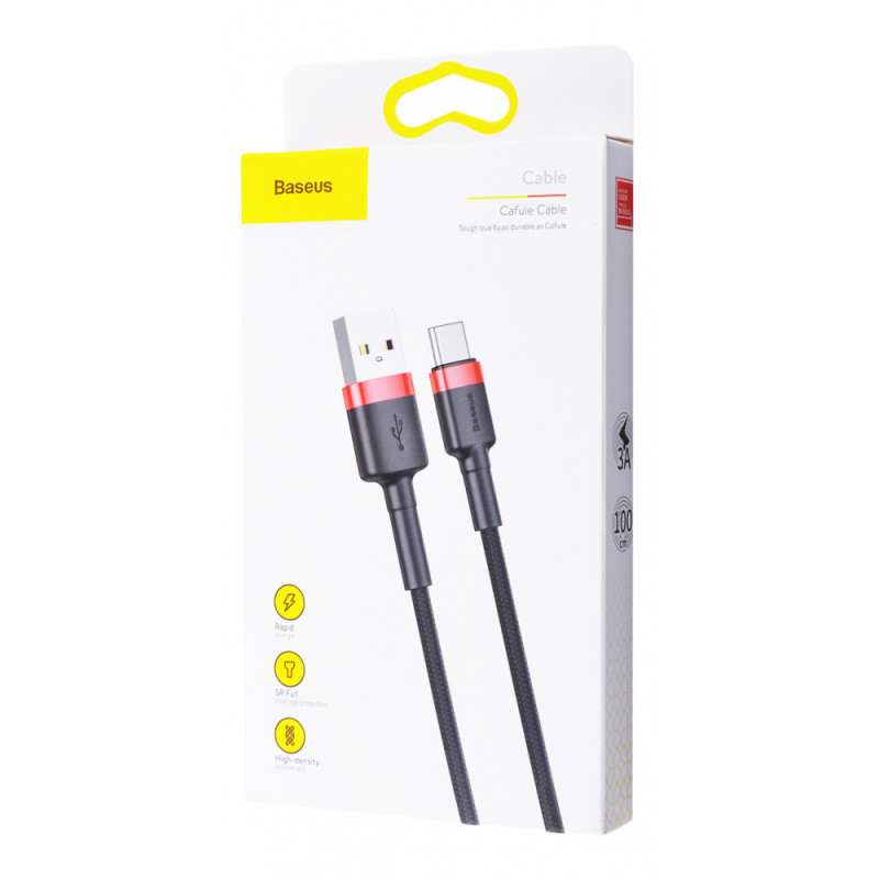 Дата кабель Baseus Cafule USB to Type-C Cable 3A (1m) (CATKLF-B) - Зображення 4