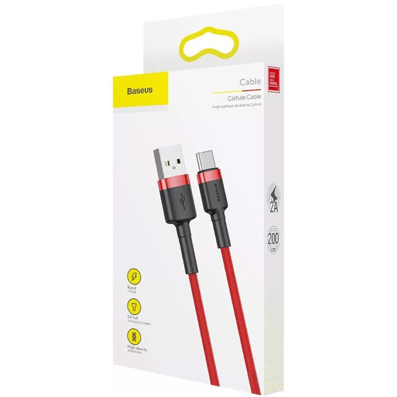 Дата кабель Baseus Cafule USB to Type-C Cable 2A (2m) (CATKLF-C) - Зображення 5