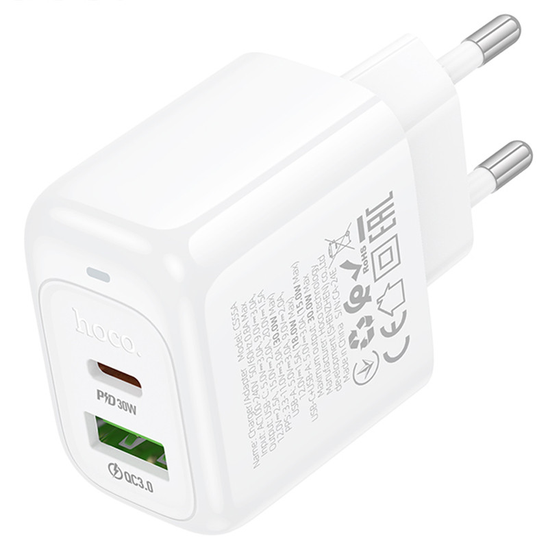Мережевий зарядний пристрій Hoco CS55A Surplus PD30W+QC3.0 (1USB-A/1C) - Зображення 2