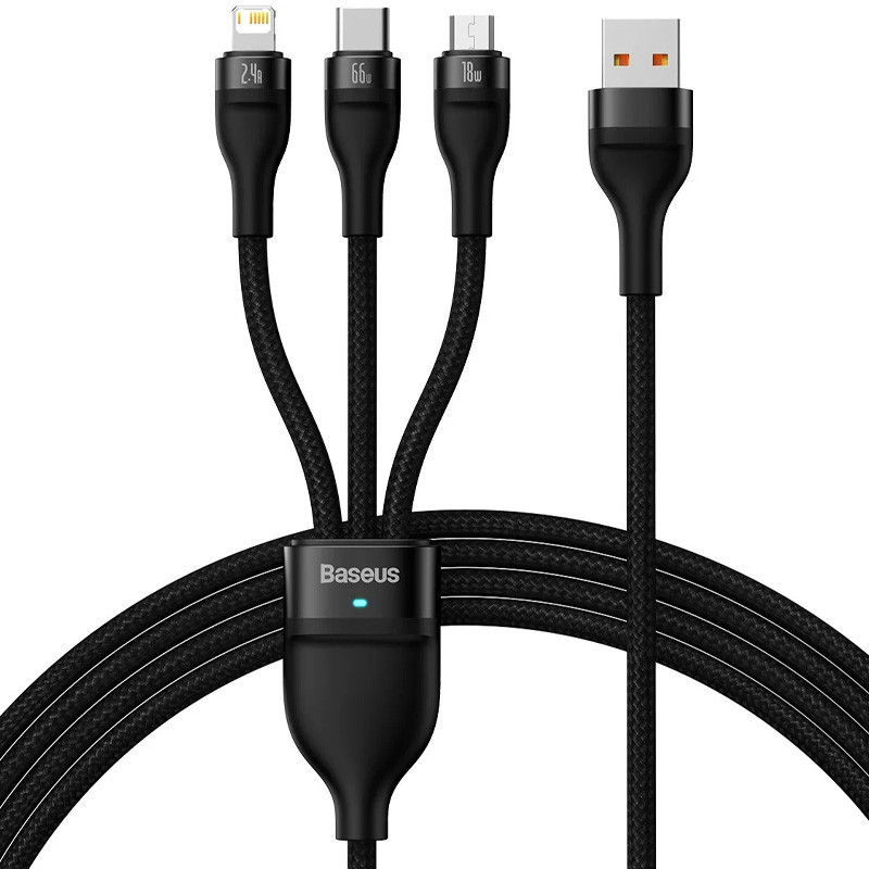 Дата кабель Baseus Flash Series 2 USB to Lightning/Type-C/MicroUSB 100W (1.2m) (CASS03000)