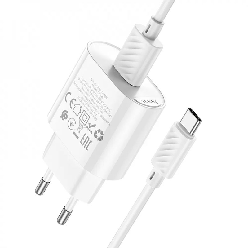 Мережевий зарядний пристрій Hoco C109A Fighter QC3.0 18W (1USB-A) + кабель USB to Type-C - Зображення 2