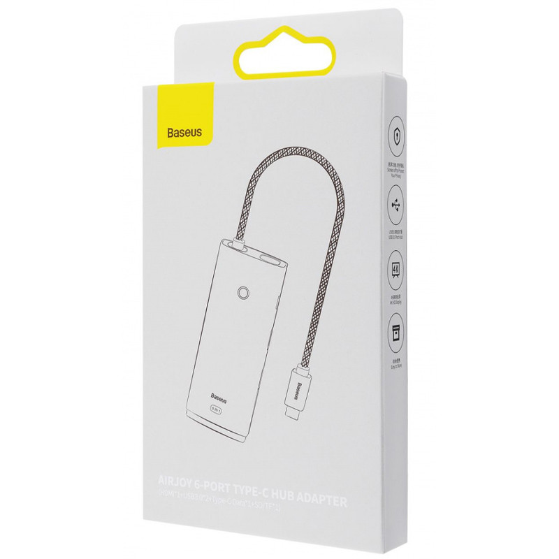 Перехідник HUB Baseus Lite Series 6in1 (Type-C to HDMI + 2xUSB 3.0 + PD+SD/TF) (WKQX05) - Зображення 6