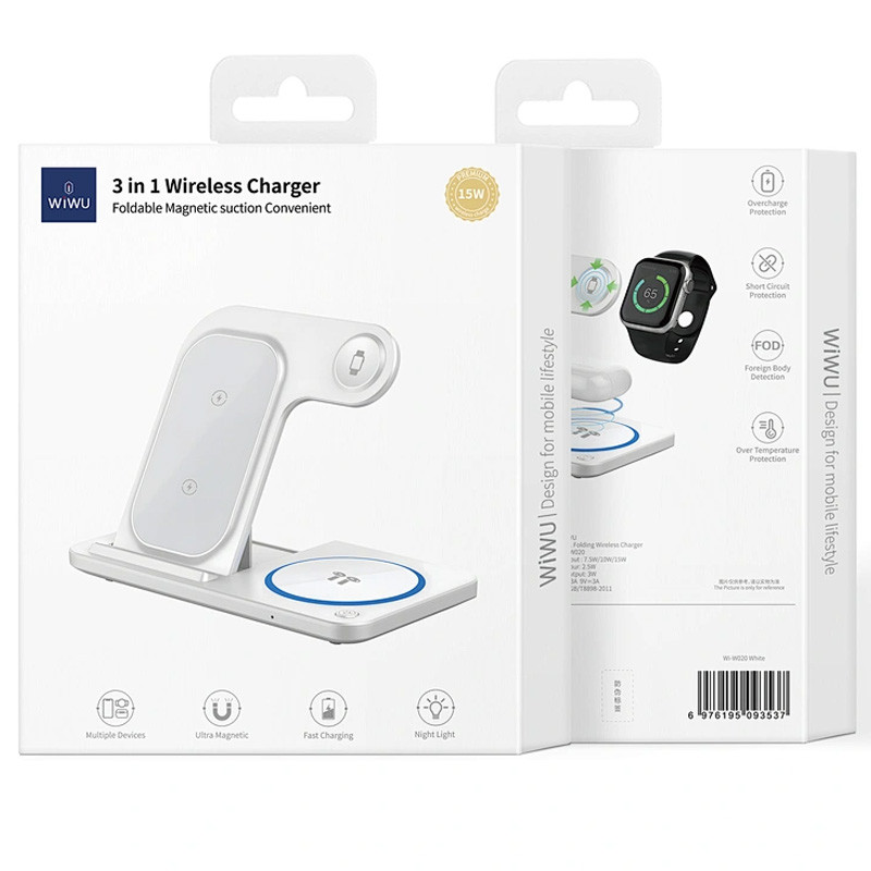 Бездротовий зарядний пристрій WIWU Wi-W020 3 in 1 wireless charger - Зображення 6