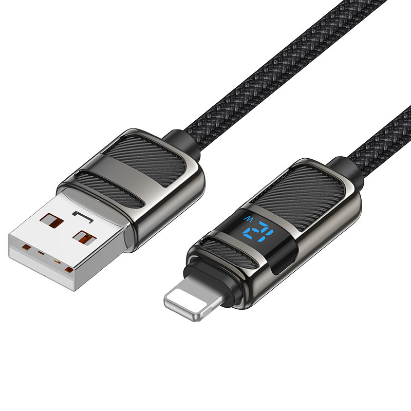 Дата кабель Hoco U137 Line with display USB to Lightning 2.4A/12W (1.2m) - Зображення 2