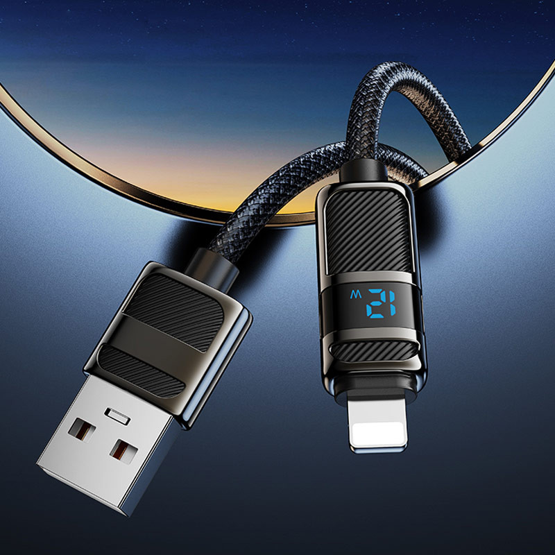 Дата кабель Hoco U137 Line with display USB to Lightning 2.4A/12W (1.2m) - Зображення 5
