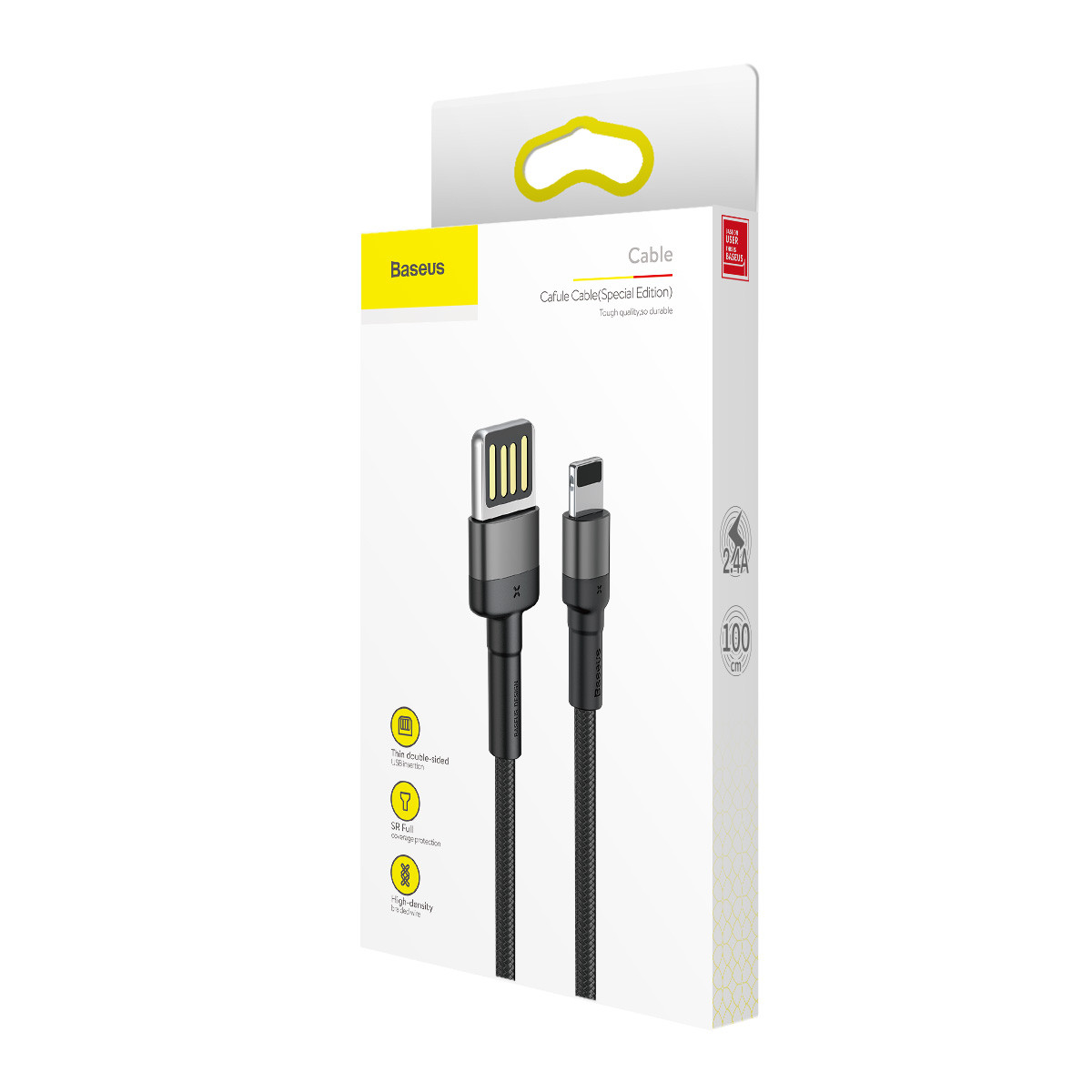 Дата кабель Baseus Cafule USB to Lightning Special Edition 2.4A (1m) (CALKLF-G) - Зображення 5