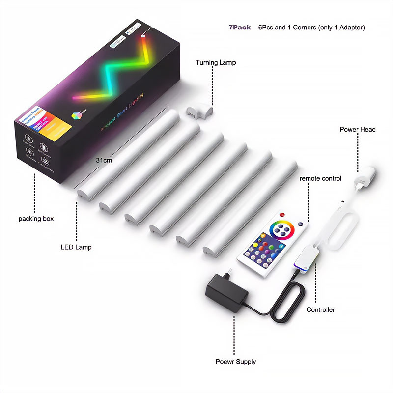 Настінний світильник Lines SAL-013B Bluetooth USB interface with app (6+1 pcs) - Зображення 2