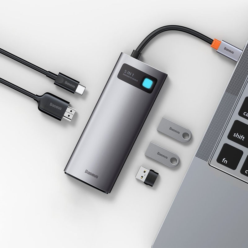Перехідник HUB Baseus Metal Gleam Series 5-in-1 Type-C (CAHUB-CX) - Зображення 4