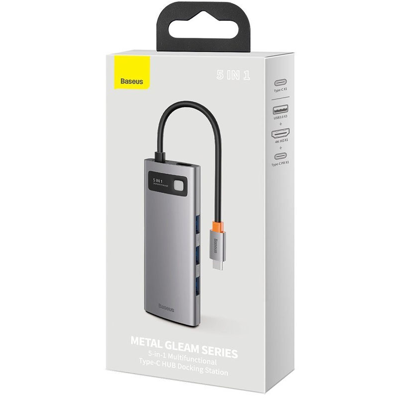 Перехідник HUB Baseus Metal Gleam Series 5-in-1 Type-C (CAHUB-CX) - Зображення 5