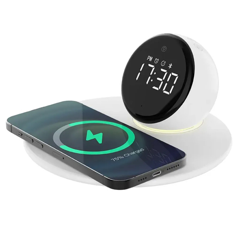 Бездротовий зарядний пристрій WIWU Wi-W017 15W Wireless Charger+Digital Alarm+Bluetooth Speaker