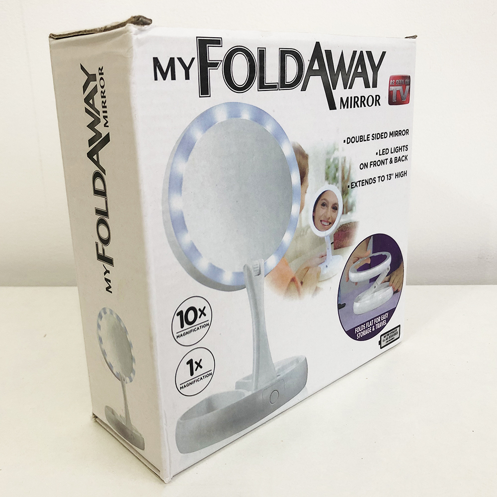 Складное зеркало для макияжа с Led подсветкой круглое увеличительное 10x My Fold Away Mirror. Цвет: белый - Зображення 16