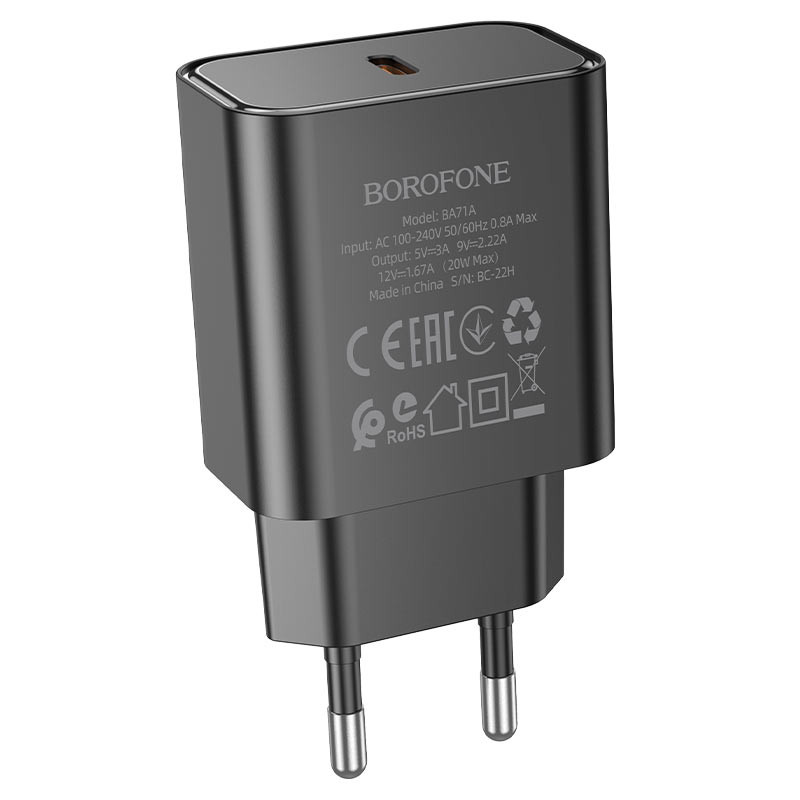 Мережевий зарядний пристрій Borofone BA71A PD20W (1USB-C)