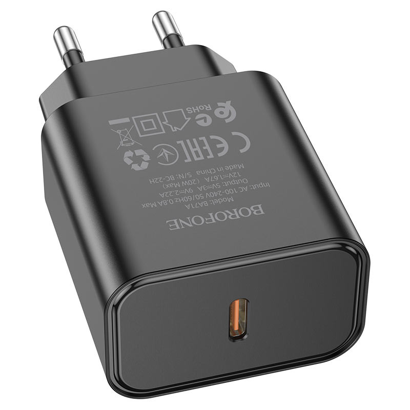 Мережевий зарядний пристрій Borofone BA71A PD20W (1USB-C) - Зображення 3