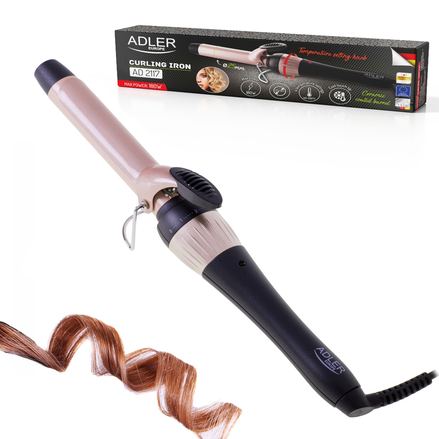 Плойка Adler AD 2117 25 мм 180 Вт