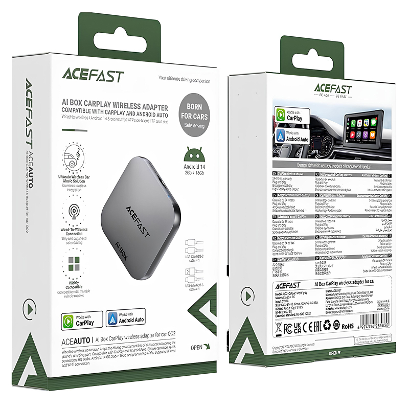 Адаптер Acefast QC2 AI Box car wireless CarPlay/Android Auto - Зображення 5